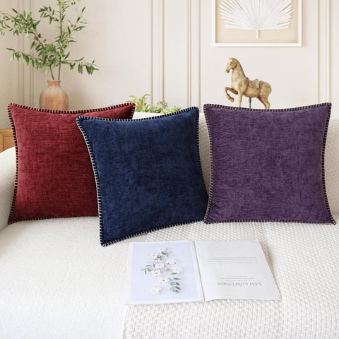 CaliTime Decorative Couch Throw Pillow Covers 18 X 18 Inches Burgundy