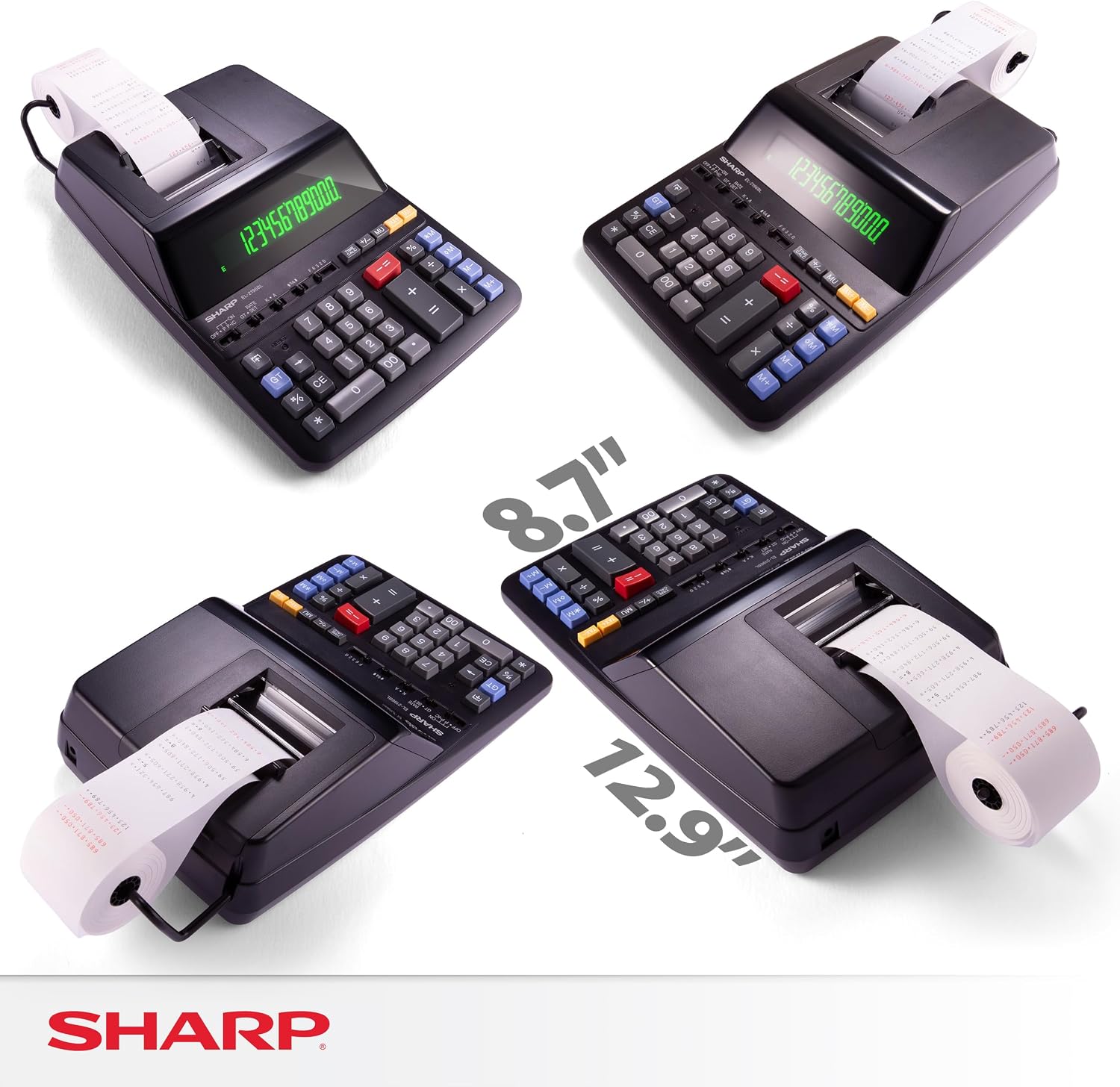 Sharp 12-Digit Two-Color Print Calculator, Black (EL2196BL)