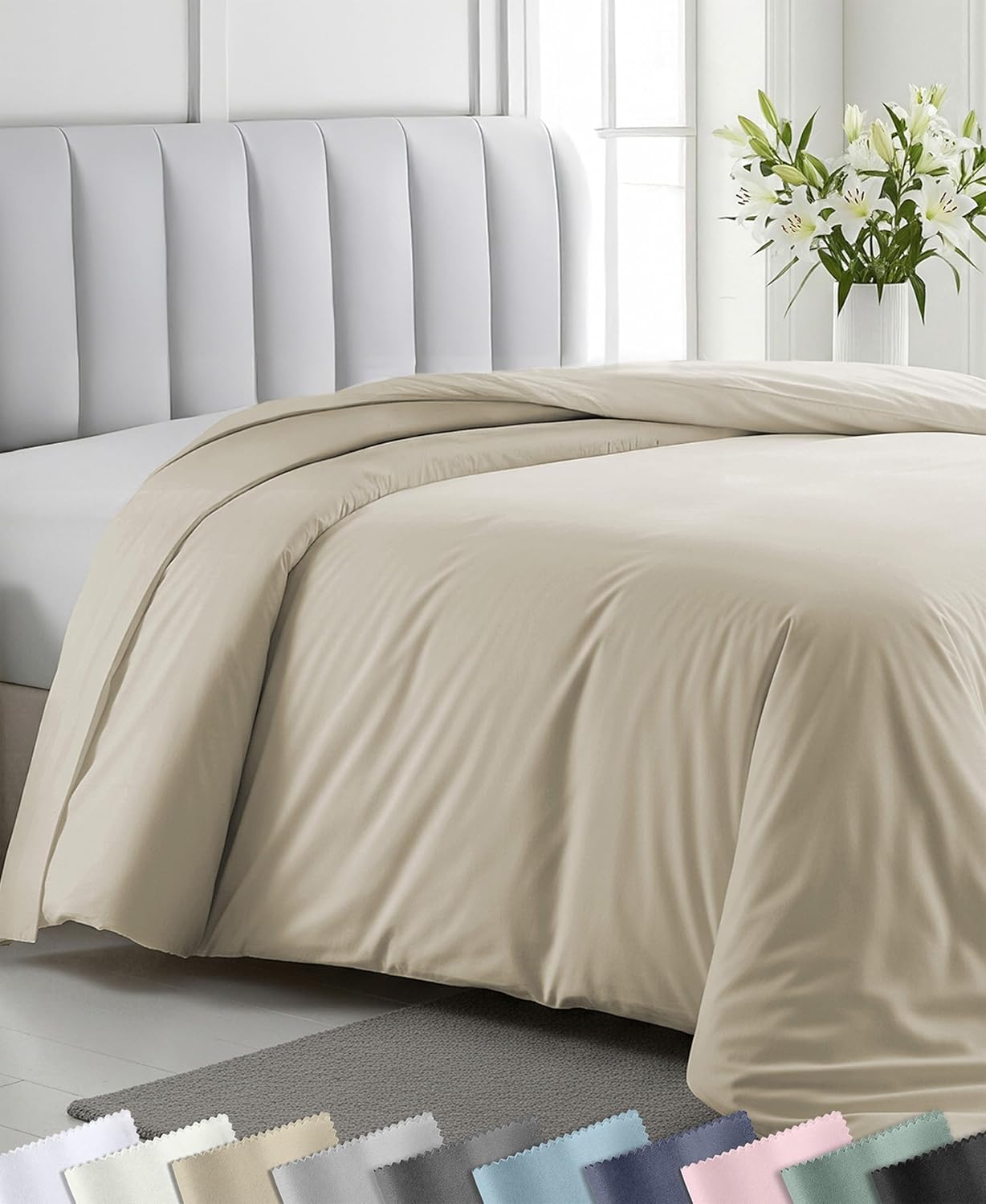 California Design Den Luxury Twin XL Duvet Cover, Beige