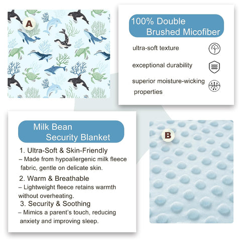 Viviland Toddler Nap Mat, Rolled Sleeping Mats with Pillow and Minky Dot Blanket for Girls Boys, Kids Slumber Bags/Nap Mat for Preschool, Daycare, Kindergarten, Travel Camping - Blue Ocean Whales