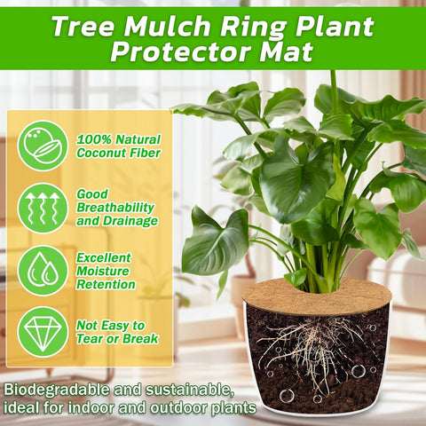 Legigo 4 Pack Coconut Fiber Mulch Ring Tree Plant Protector Mat, 18 Inch