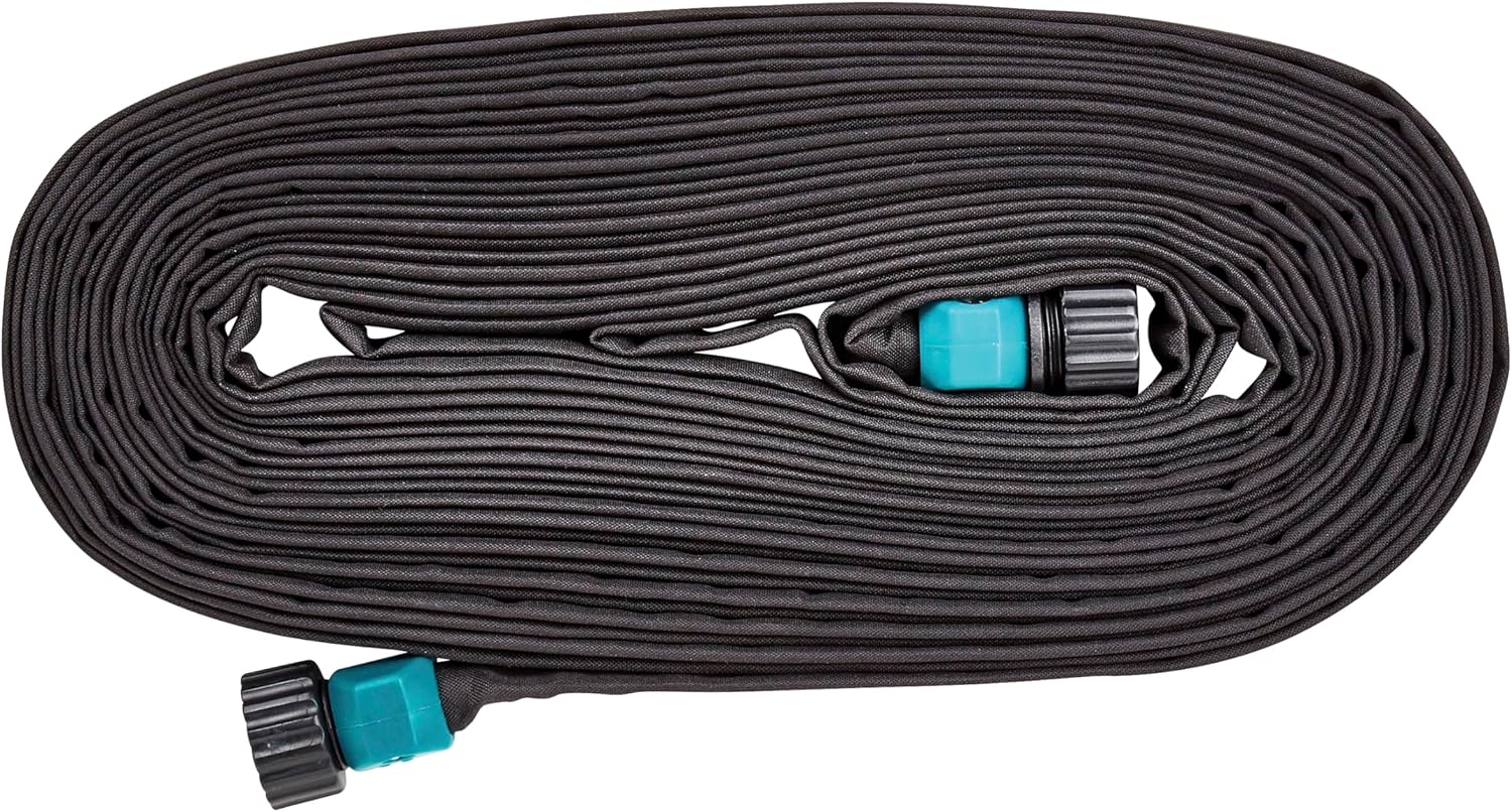 Gilmour 50' Black Flat Weeper Soaker Hose for Garden Beds, Drip Irrigation Outdoor Hose, Flexible Garden Hose for Vegetable Gardens, Flower Beds, Lawns, and Orchards