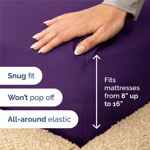 Full Size 4 Piece Sheet Set - Comfy Breathable & Cooling Sheets - Purple