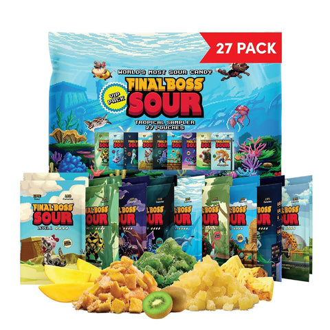 Final Boss Sour Fruit Candy, Strawberry & Mango, Level 2, 4 Pack