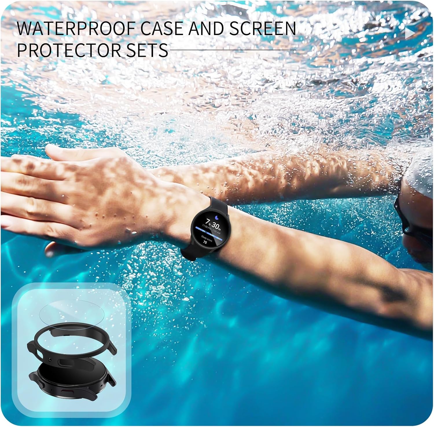 6+6 Pack for Samsung Galaxy Watch 7 44mm Screen Protector Case