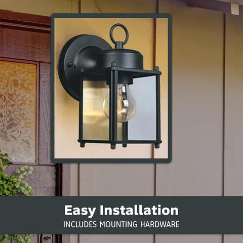 DESIGNERS FOUNTAIN Preston 8 Inch Outdoor Wall Light, Black, 1161-BK