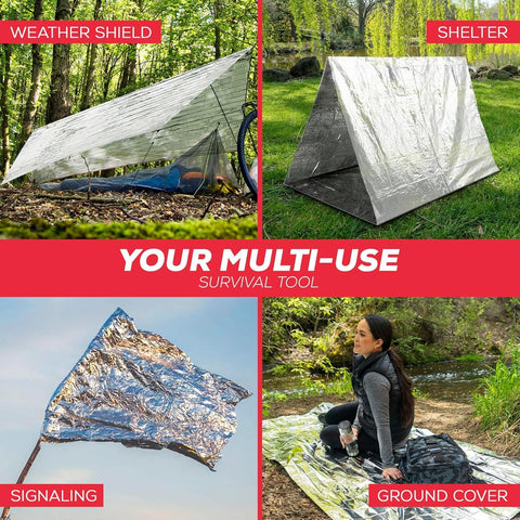 Emergency Blanket Mylar Thermal Space Survival Gear & Supplies 4-Pack Foil