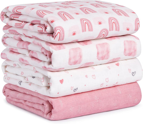 Muslin Swaddle Blankets for Newborn, Cotton Receiving Blanket