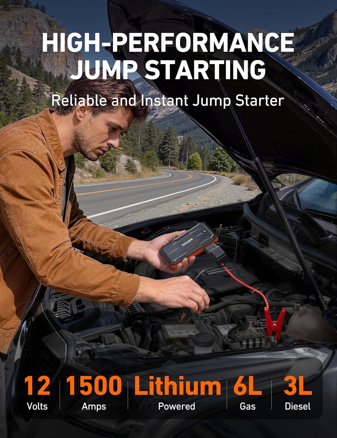 AstroAI S8 Car Battery Jump Starter 1500A - Portable 12V Lithium Jump Box