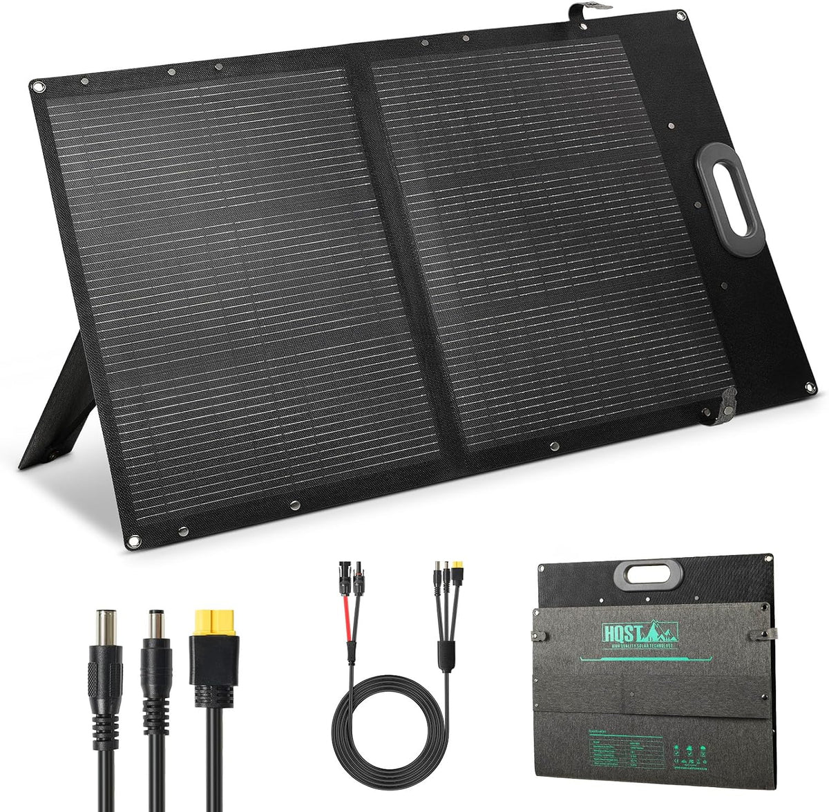 HQST 100W Portable Solar Panel, N-Type, 25% Efficiency, IP67 Waterproof