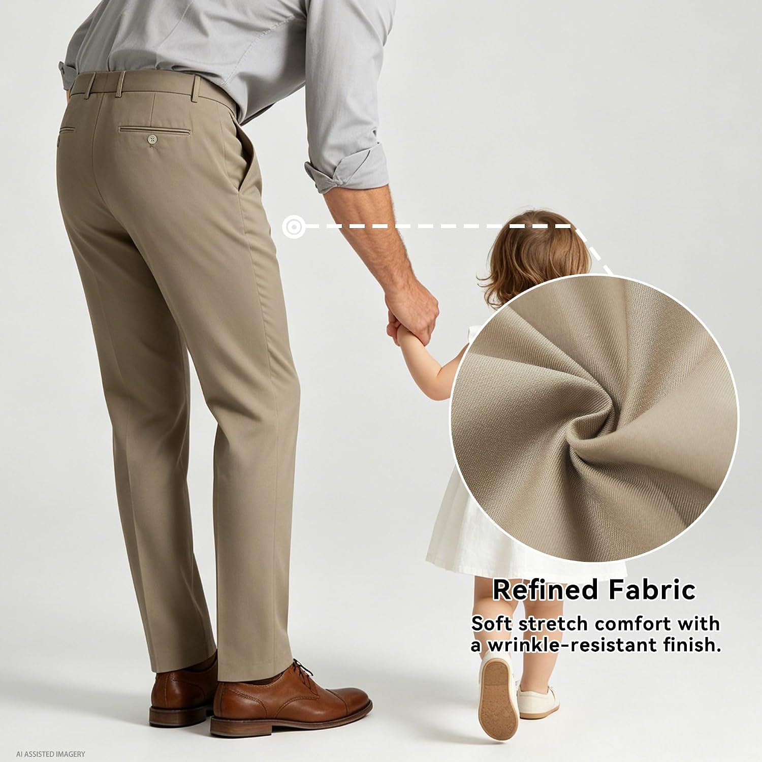 Mens Classic Fit Dress Pants Expandable Waist Slacks Big and Tall