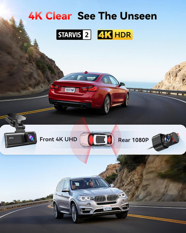 REDTIGER F7NP 4K Dash Cam Front Rear, STARVIS 2 Sensor, Free Card Included