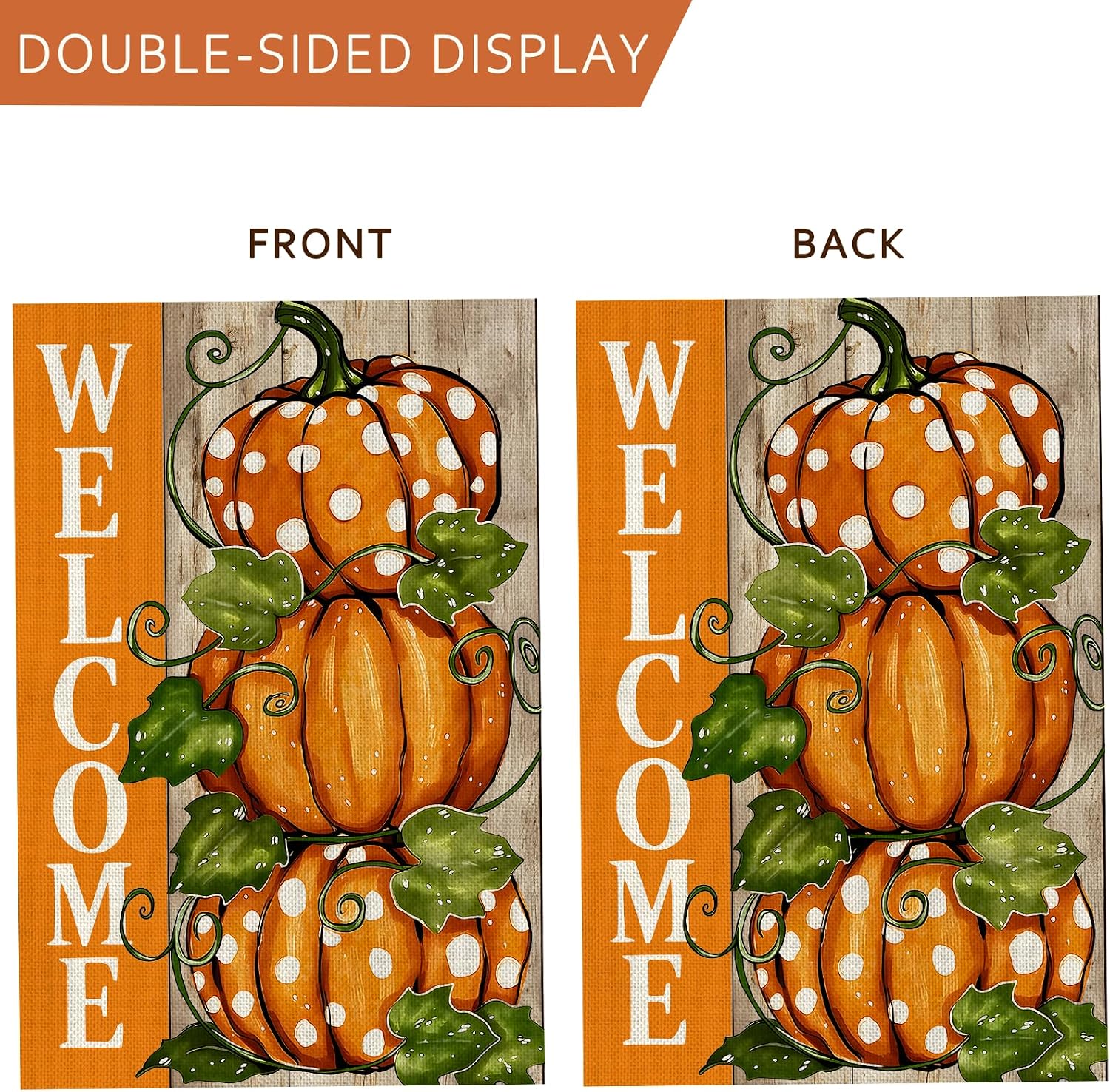 Fall Decorations Garden Flag 12x18 Inch for Outside Double Sided Weather & Fade Resistant Pumpkin Welcome Yard Flags Thanksgiving Outdoor Home Fall Decor