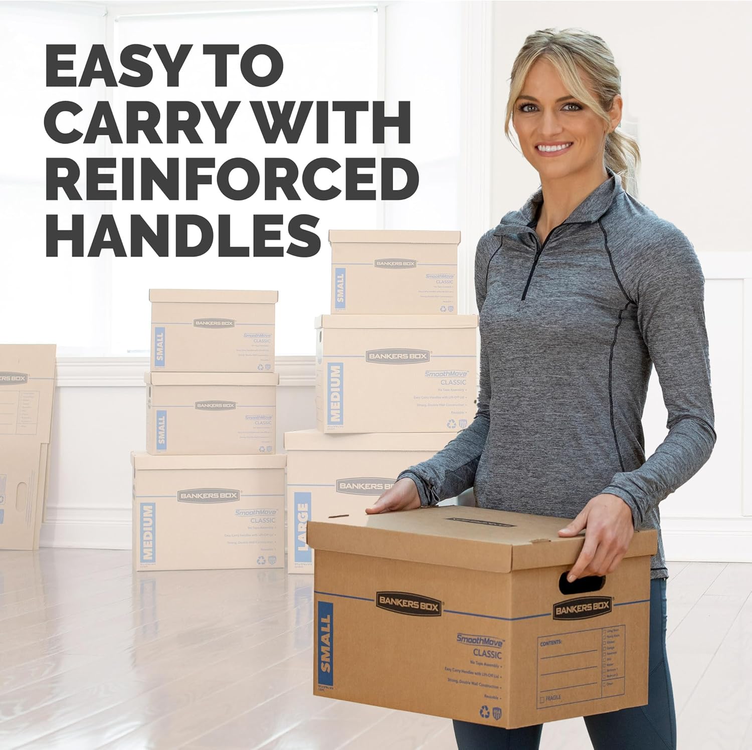 Bankers Box 10-Pack Small Classic Moving Boxes with Reinforced Handles