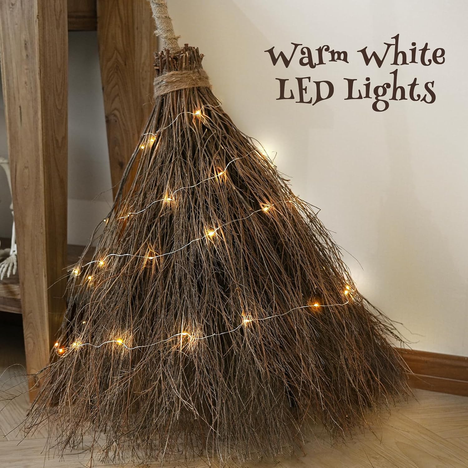 Halloween Decorations Fall Decor - 6FT Giant Handmade Real Twig Witch Broom