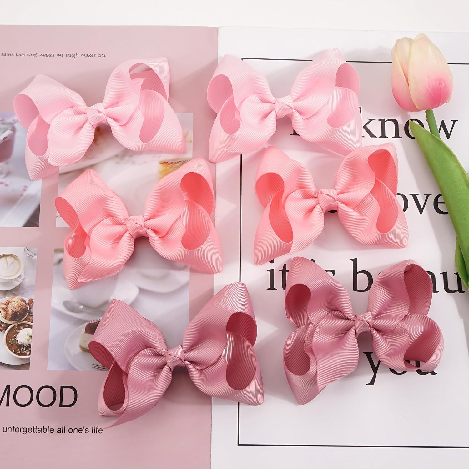 JOYOYO 40Pcs 4.5" Hair Bows Alligator Clips, Grosgrain Ribbon Girls Bows Clips Barrettes Hair Accessories for Baby Girls Toddlers Kids Teens