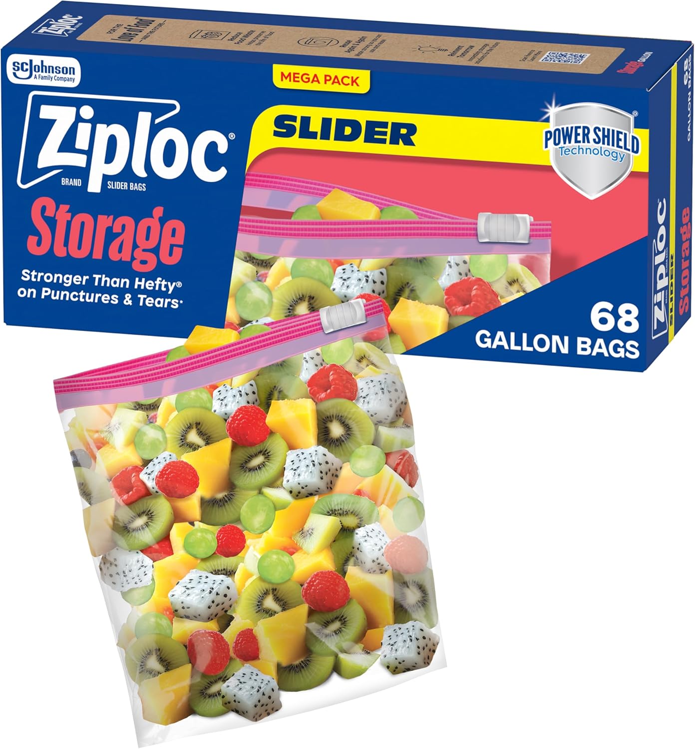 Ziploc Gallon Food Storage Slider Bags, 68 Count