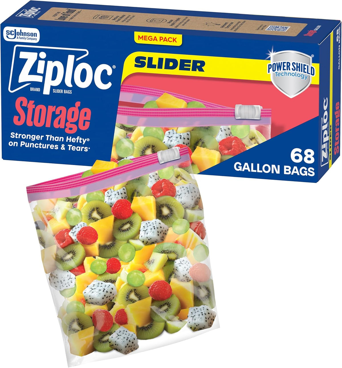 Ziploc Gallon Food Storage Slider Bags, 68 Count