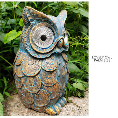 Cute Owl Shaped Solar Lights, Outdoor Decorative Garden Lights with LED Eyes, Animal Solar Garden Lights with Switch Decorative Led Solar Light for Patio, Lawn, Yard(Grey)