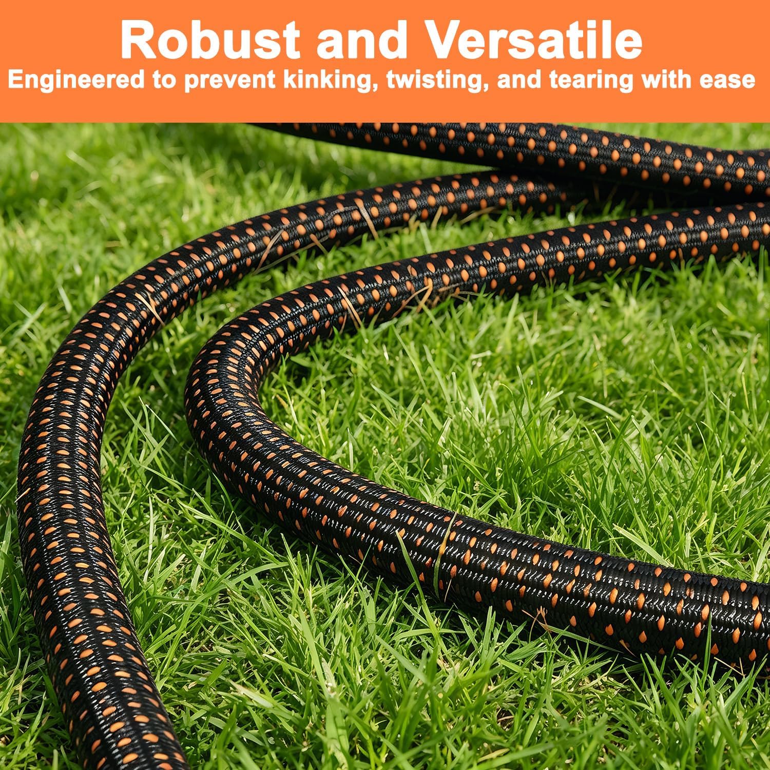 10FT Lightweight Garden Hose,Durable and Flexible Water Hose Non-Kink,Non-Slip Swivel Handles,All-Weather Leader Hose for Boats,RV,Marine Washdown,Lawn,Garden,Leakproof (OrangeBlack, 10 Ft)