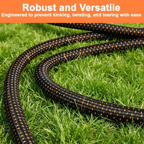 10FT Lightweight Garden Hose,Durable and Flexible Water Hose Non-Kink,Non-Slip Swivel Handles,All-Weather Leader Hose for Boats,RV,Marine Washdown,Lawn,Garden,Leakproof (OrangeBlack, 10 Ft)