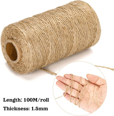 KINGLAKE 328 Feet Natural Jute Twine Best Arts Crafts Gift Twine Christmas Twines Durable Packing String, Brown