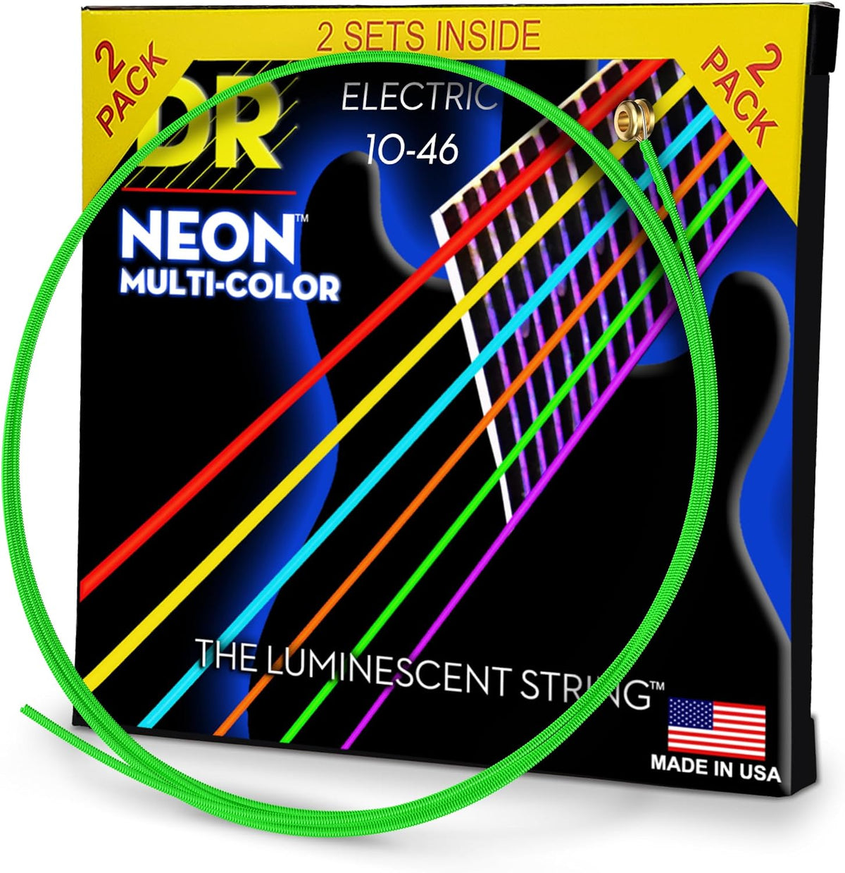 HI-DEF NEON Electric Guitar Strings (Multi-color, 10-46 2pk)