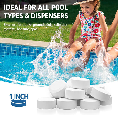 5LBs 1 inch Chlorine Tablets for Swimming Pools & Spas Slow Dissolving