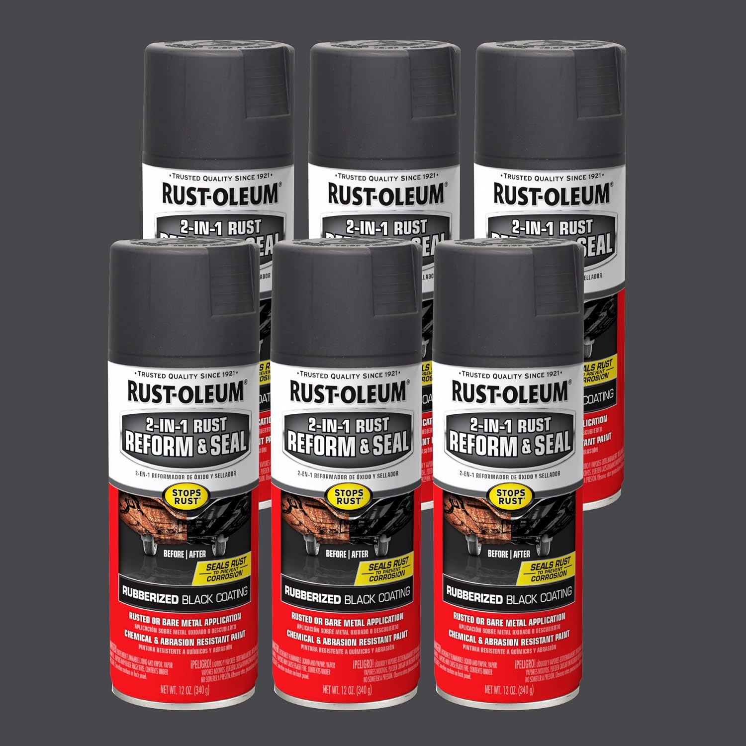 Rust-Oleum Stops Rust 2-in-1 Rust Reform & Seal Coating Spray, Black
