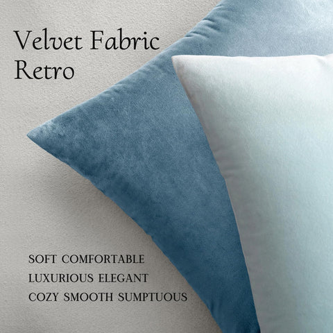 MIULEE Velvet Throw Pillow Covers 18x18 Inch Pack of 2 Blue Gray