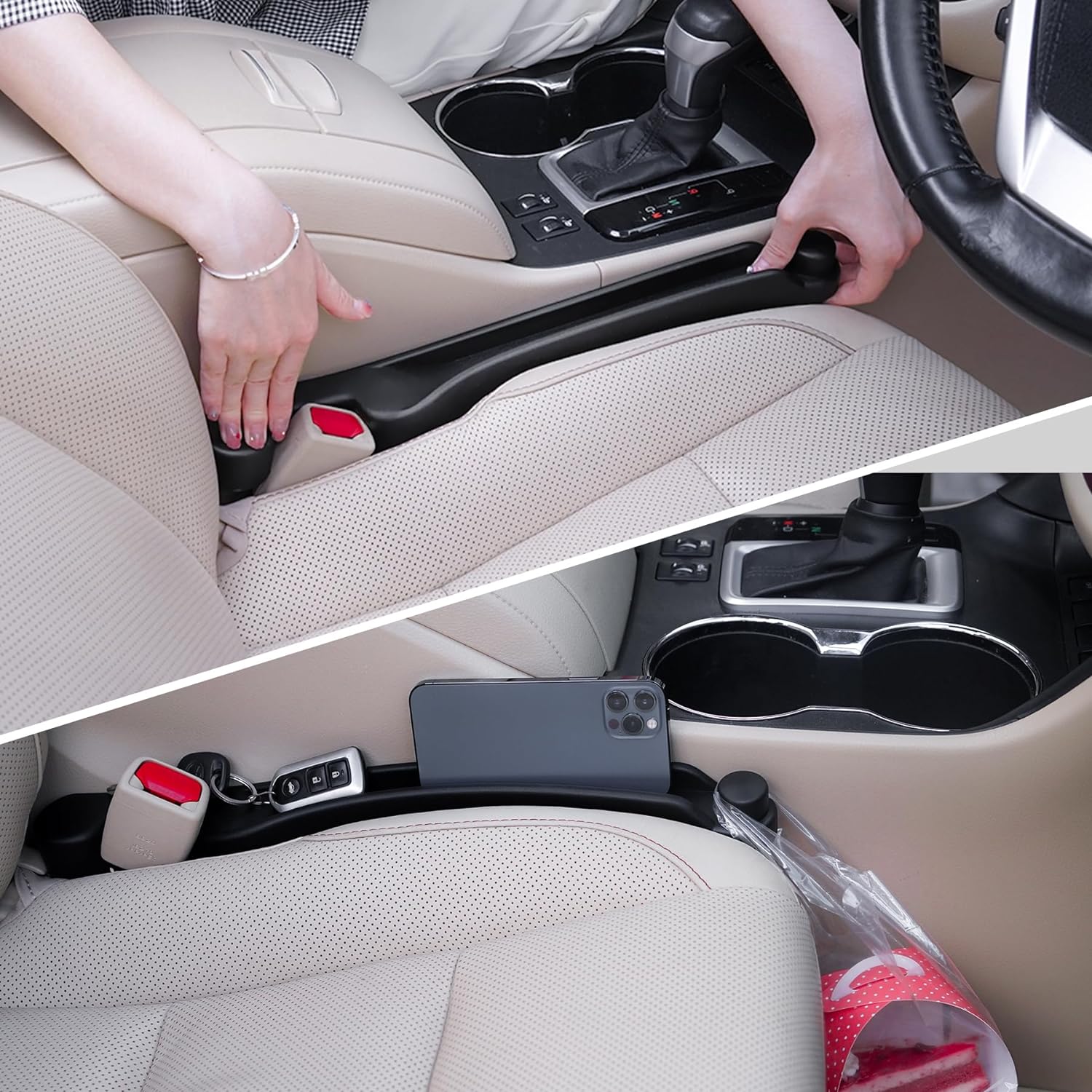 Givifive Car Seat Gap Filler Organizer 2Pack Soft Foam 3IN1 Multifunctional
