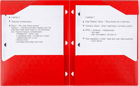 Five Star 2-Pocket Folder, Plastic Folder with Stay-Put Tabs, Fits 3-Ring Binder, Holds 8-1/2" x 11" Paper, Fire Red (333420D-ECM)
