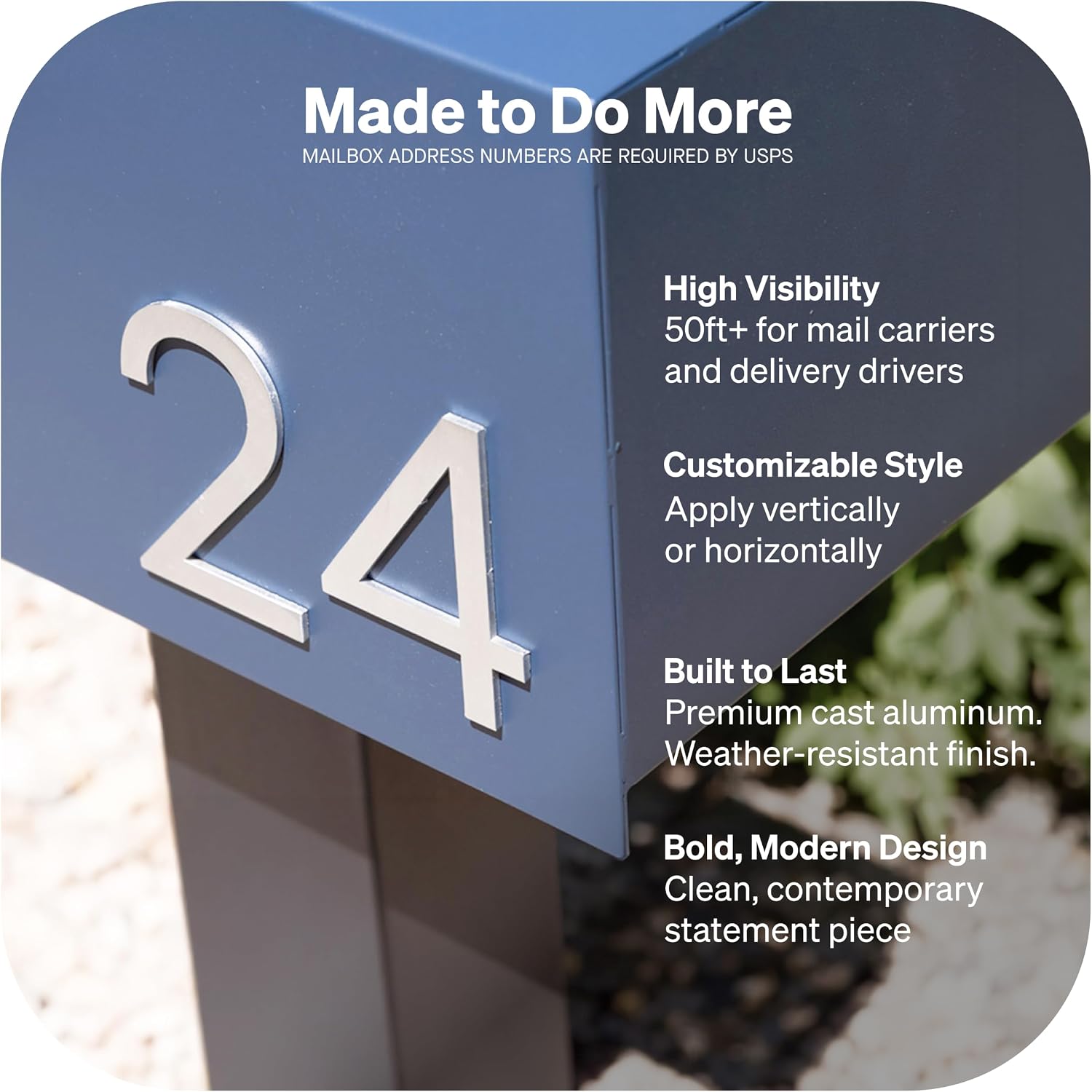 adoorn 4 Inch Mailbox Numbers - Number 2, Silver Color, Each Sold Individually, Premium Metal Self Stick Address Numbers, Weatherproof Mailbox Numbers for Outside