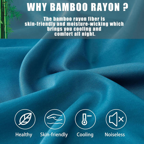 Pillow Cases Standard Size 2 Pack, Bamboo Rayon Cooling Pillowcases with Envelope Closure, Cool Breathable Pillow Case for Hot Sleepers & Night Sweats, 20x26 inches, Blue