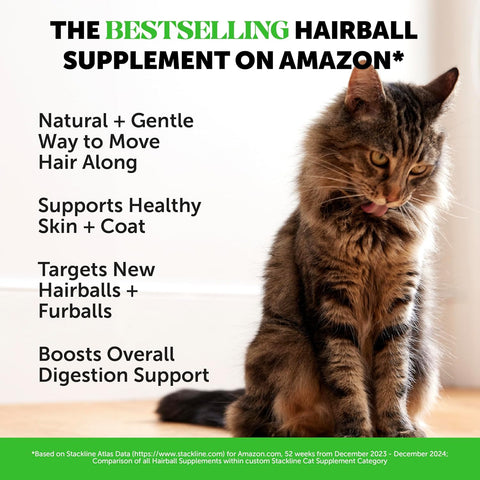 Cat Hairball Remedy Treats - Dual Texture Crunchy Creamy Hairball Treatment for Cats, Furball Relief Control Supplement with Fiber, Fish Oil for Indoor Cats Skin Coat Digestion (30-Day Supply)