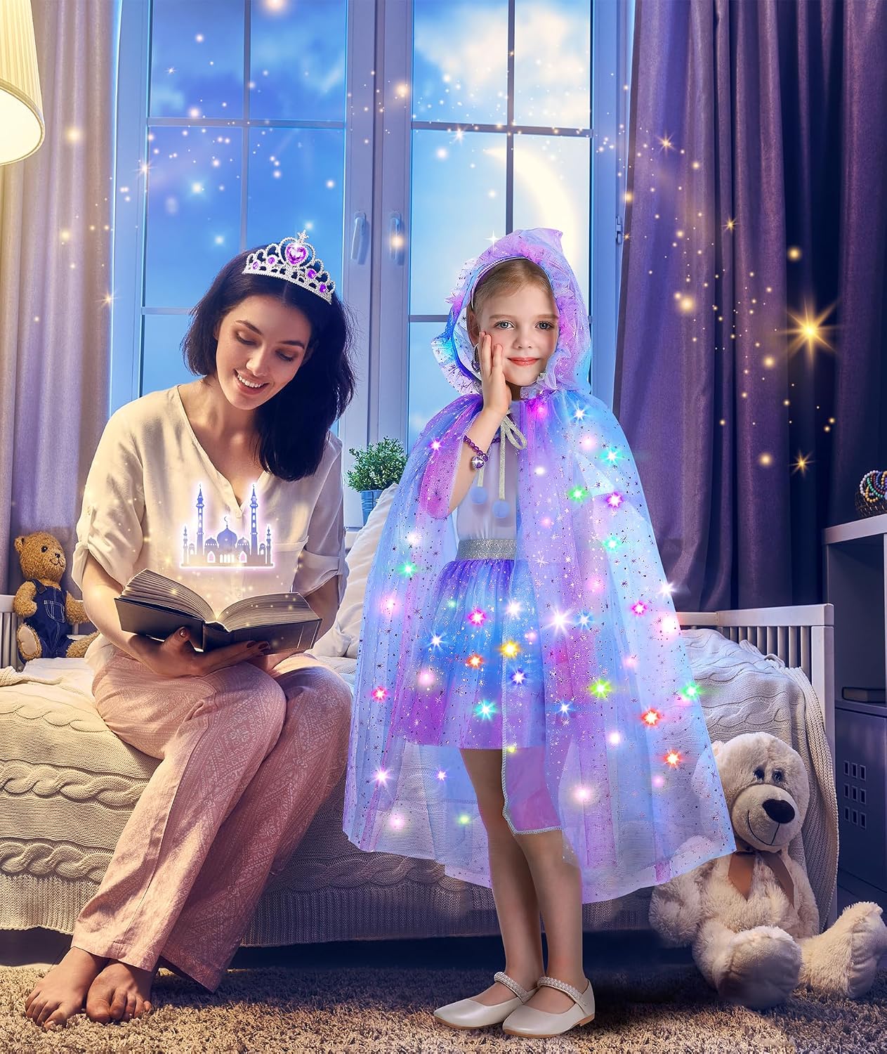 Princess Dress Up for Girls, Unicorn Light up Princess Cape Princess Dress