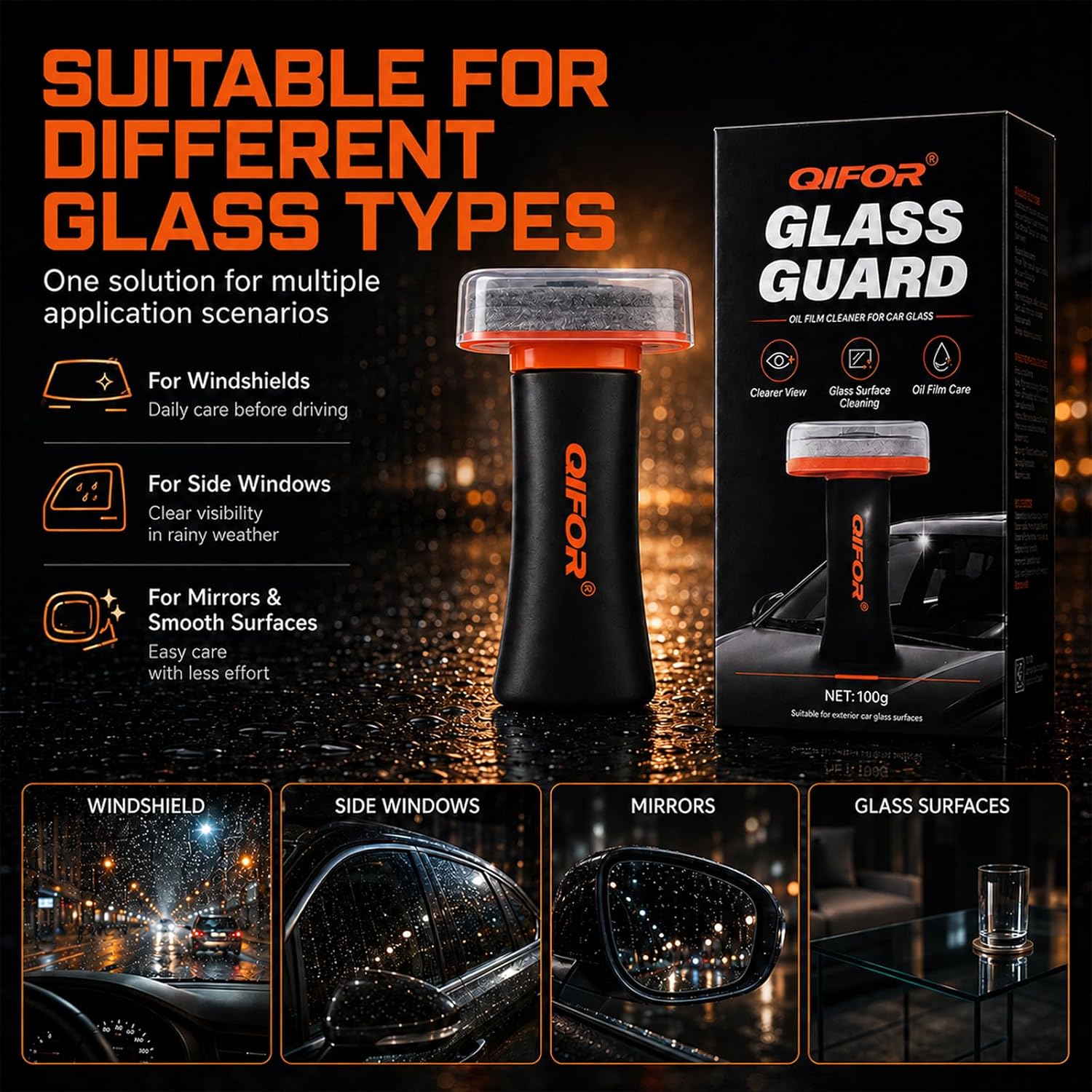 QIFOR Oil Film Remover for Car Windshields and Windows