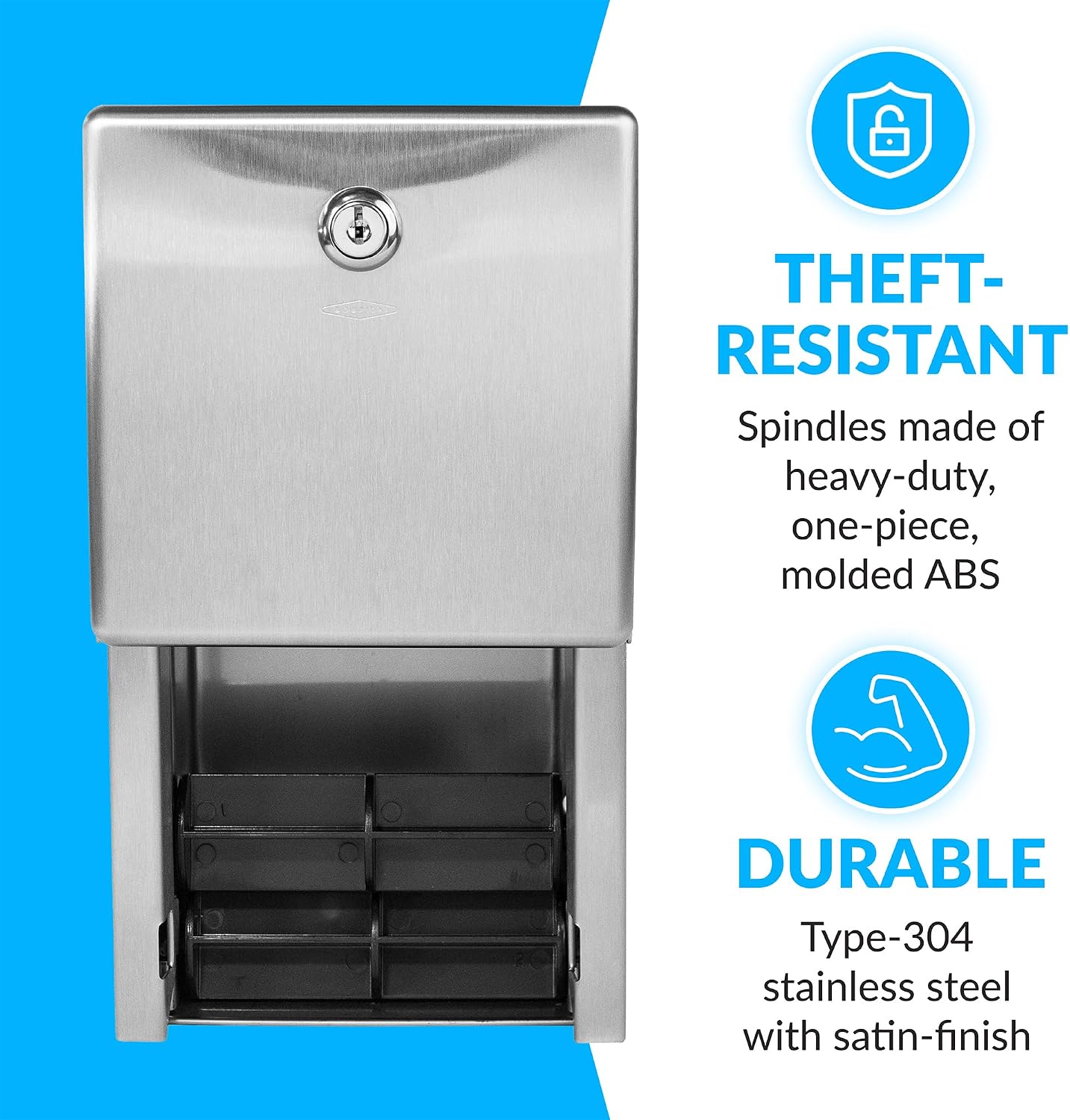 Bobrick Surface-Mounted Multi-Roll Toilet Paper Tissue Dispenser, Satin-Finish Stainless Steel (Model B-2888)