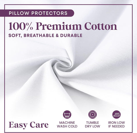 CirclesHome Pillow Protectors King Size Set of 2 with Zipper, 100% Cotton