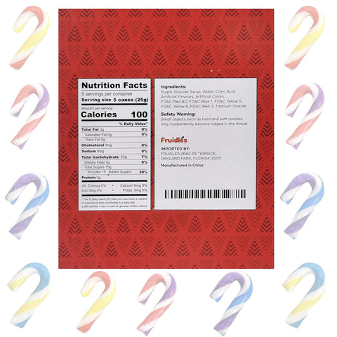 Fruidles Christmas 100-Pack Candy Canes Mini's Suckers, Multicolored Fruity Flavor, Individually Wrapped, 2" Inches