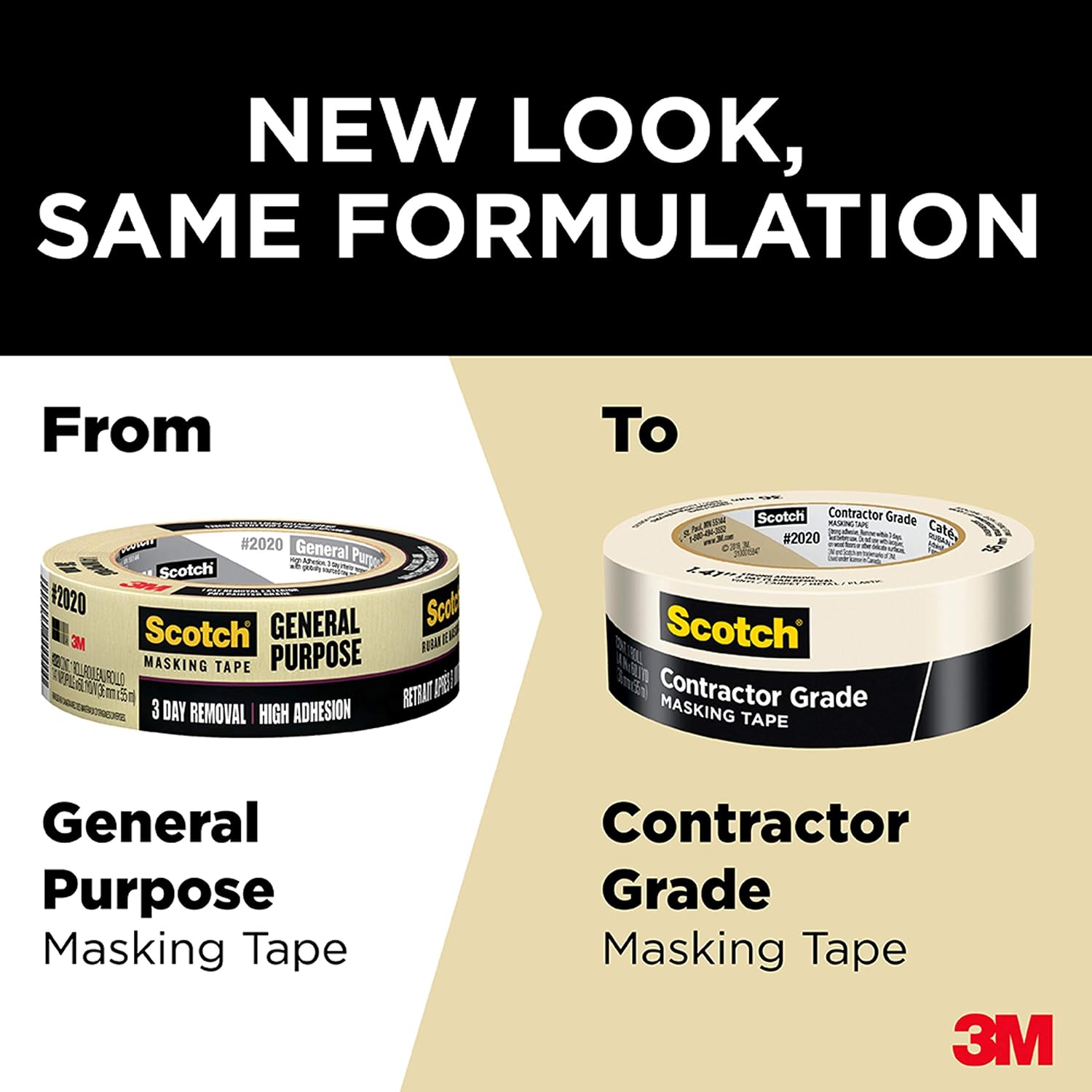 Scotch Contractor Grade Masking Tape, 0.94 inches by 60.1 Yards (540 Yards Total), 2020, 9 Rolls
