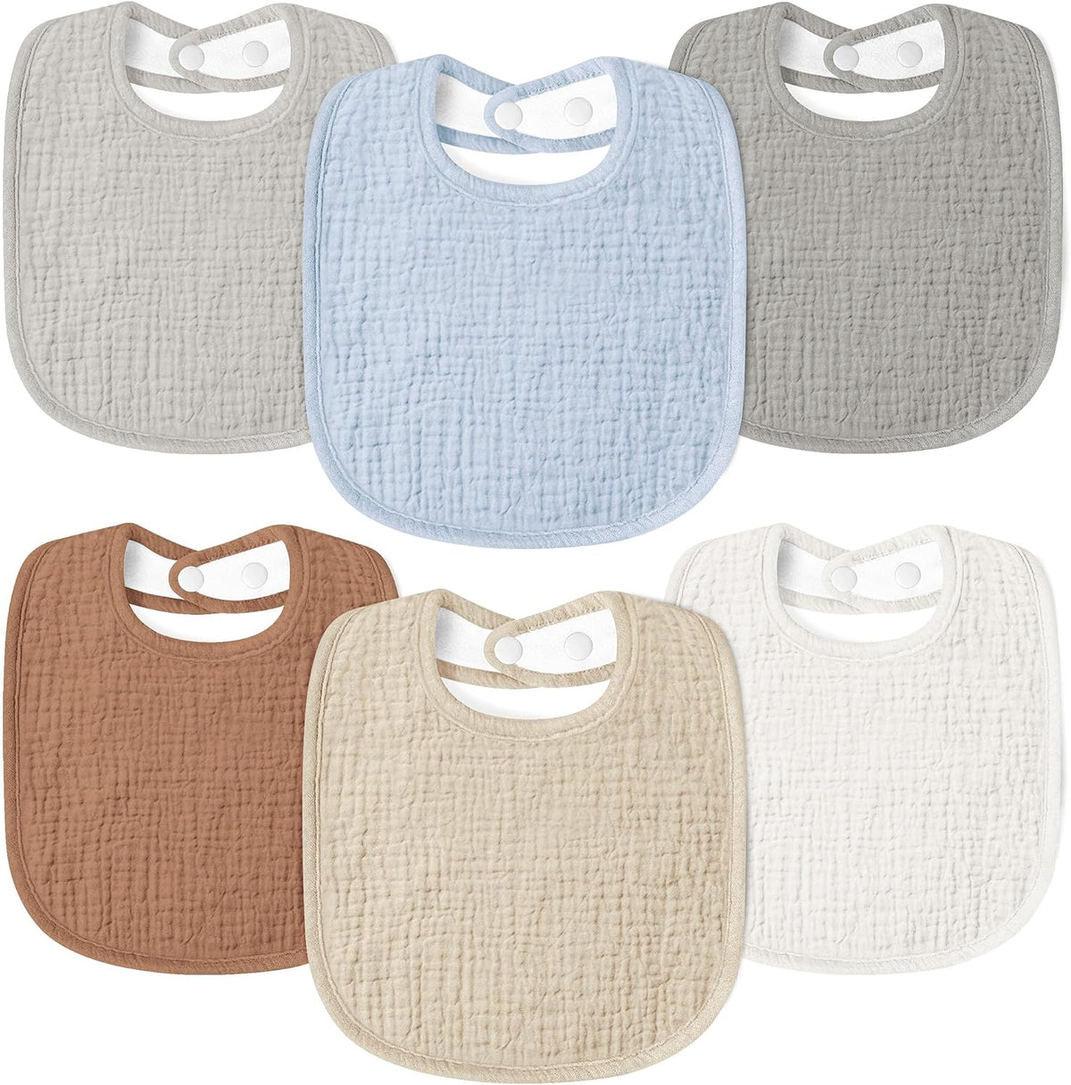 Susurration Muslin Baby Drool Bibs 6Pack Soft Square Adjustable Baby Bandana Bibs for Unisex Girls & Boys