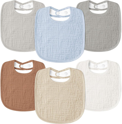 Susurration Muslin Baby Drool Bibs 6Pack Soft Square Adjustable Baby Bandana Bibs for Unisex Girls & Boys