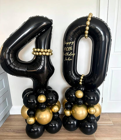 0 Balloon 40 inch Black Number Balloons for 10th Birthday Party Decorations