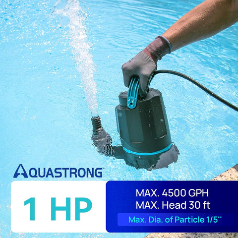 AQUASTRONG 1 HP Sump Pump 4500 GPH Submersible Water Pump for Water Removal