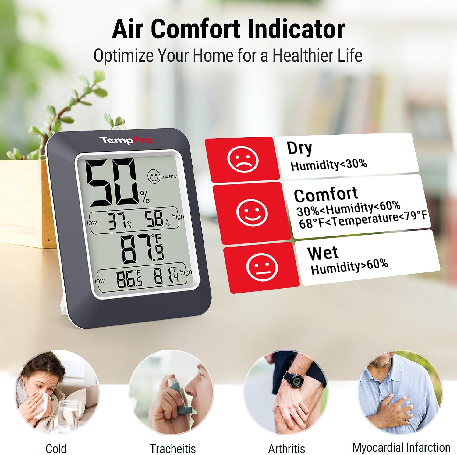 TempPro TempAir Digital Hygrometer Indoor Thermometer Humidity Monitor