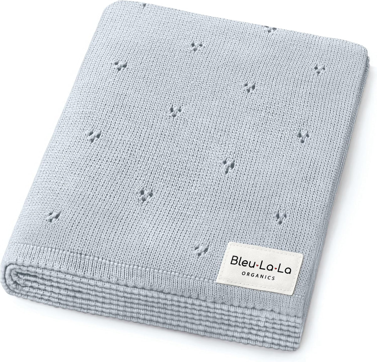 100% Luxury Organic Cotton Pointelle Knit Baby Quilt Blanket for Boys – Refined Lightweight Heirloom Nursery Essential (Pointelle - Powder Blue)