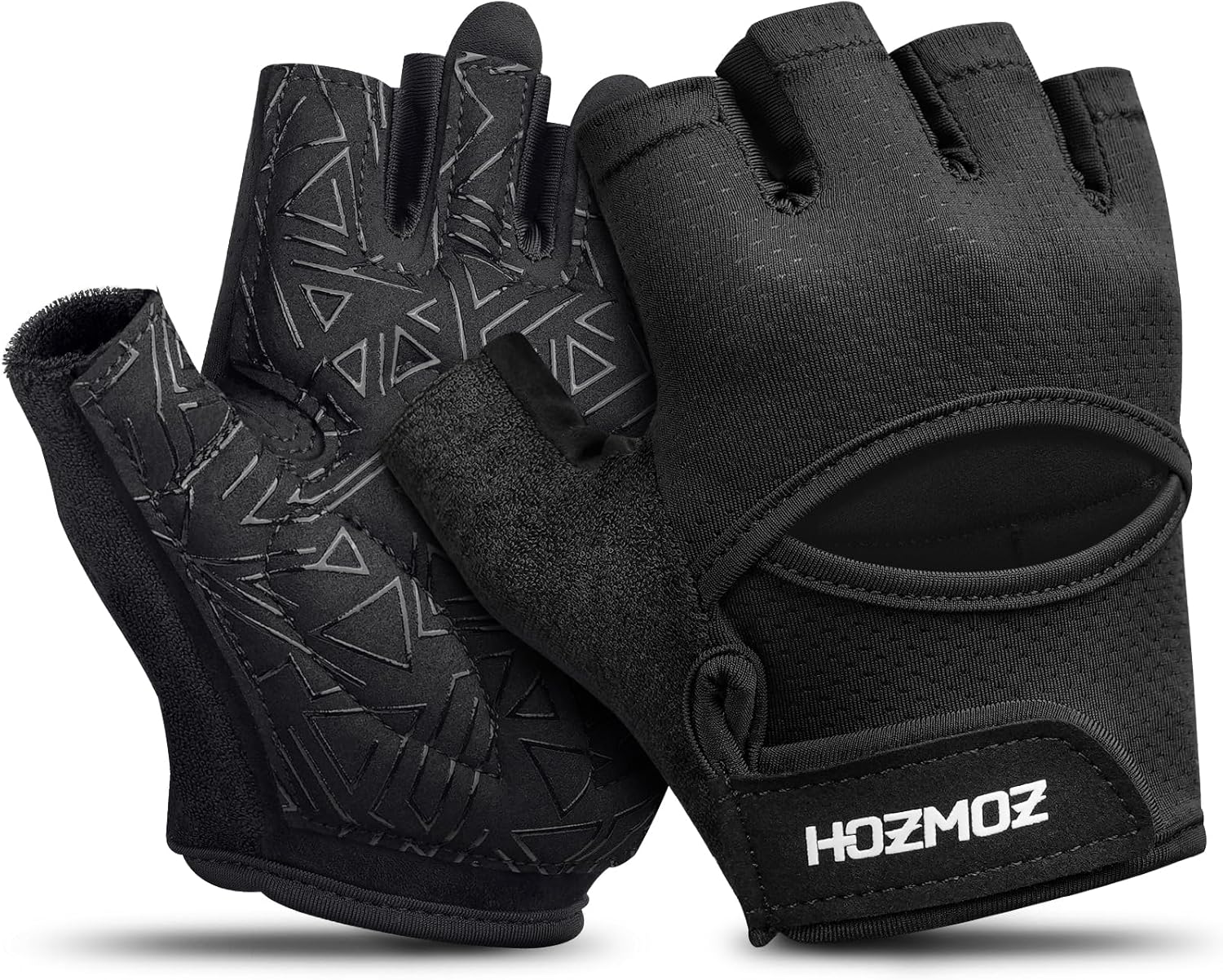 HOZMOZ Ventilated Weight Lifting Gloves, Thick Padded Workout Gym Gloves with Full Palm Protection & Grip & Shock Absorption for Women & Men's Fitness Exercise Training