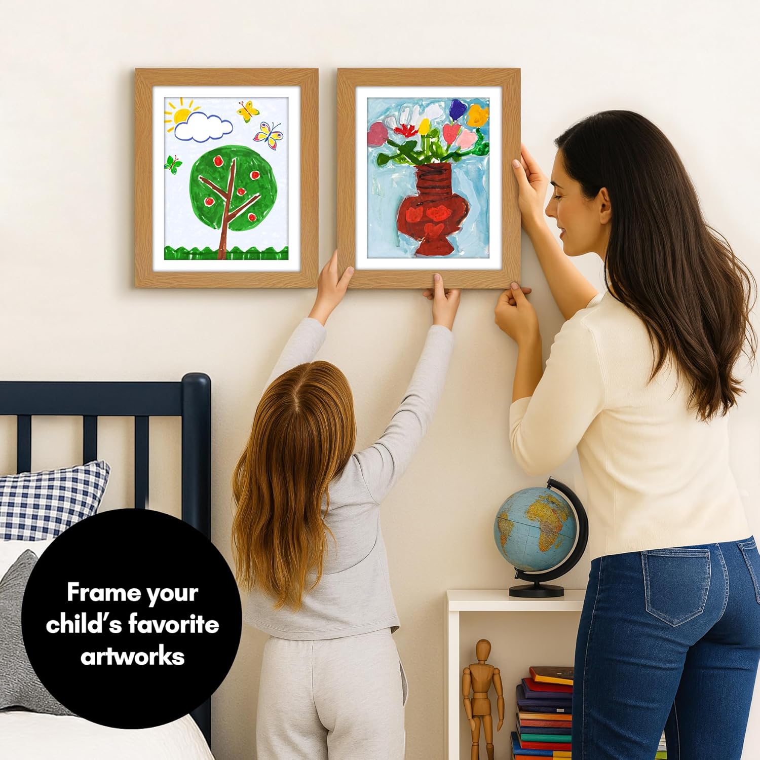 Americanflat 8.5x11 Changeable Kids Art Frame 2-Pack - Dark Oak