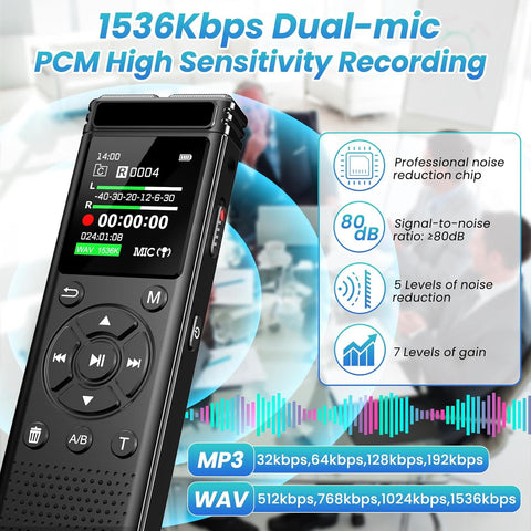 Tonfarb 136GB Digital Voice Recorder with Playback,9775 Hours Audio Record